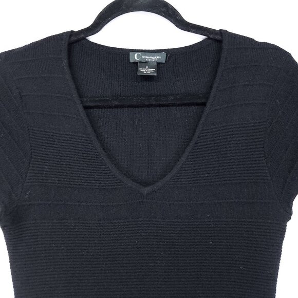 C by BLOOMINGDALES 100% Cashmere 2-Ply Fit & Flare Dress Size Medium Ribbed - Picture 11 of 12